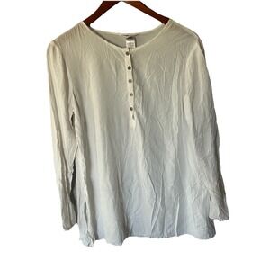 Women's Hard Tails Rayon White Long Sleeve Shirt Size S Slit Boho Western